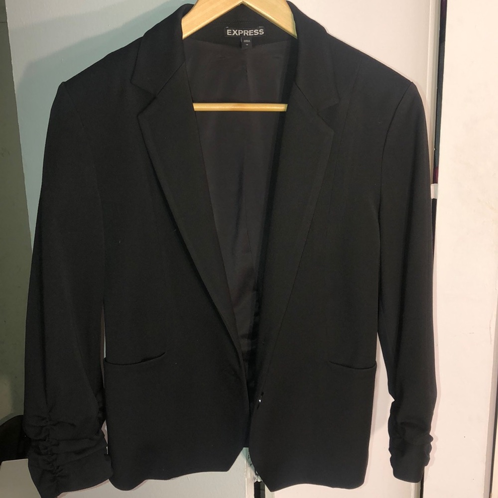 Ruched Sleeve Express Black Blazer